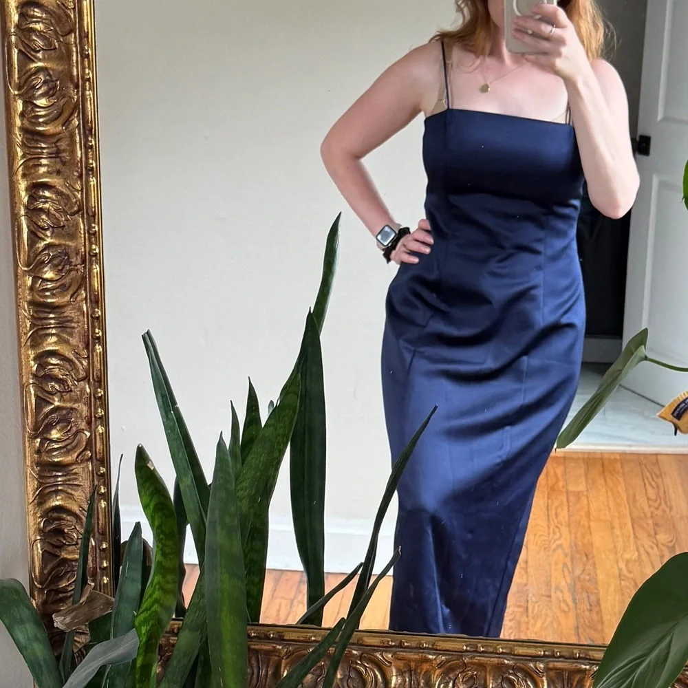 Alex Evenings vintage spaghetti strap Navy Dress set 6/8 - Picture 1 of 14